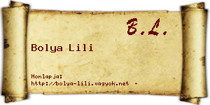 Bolya Lili névjegykártya